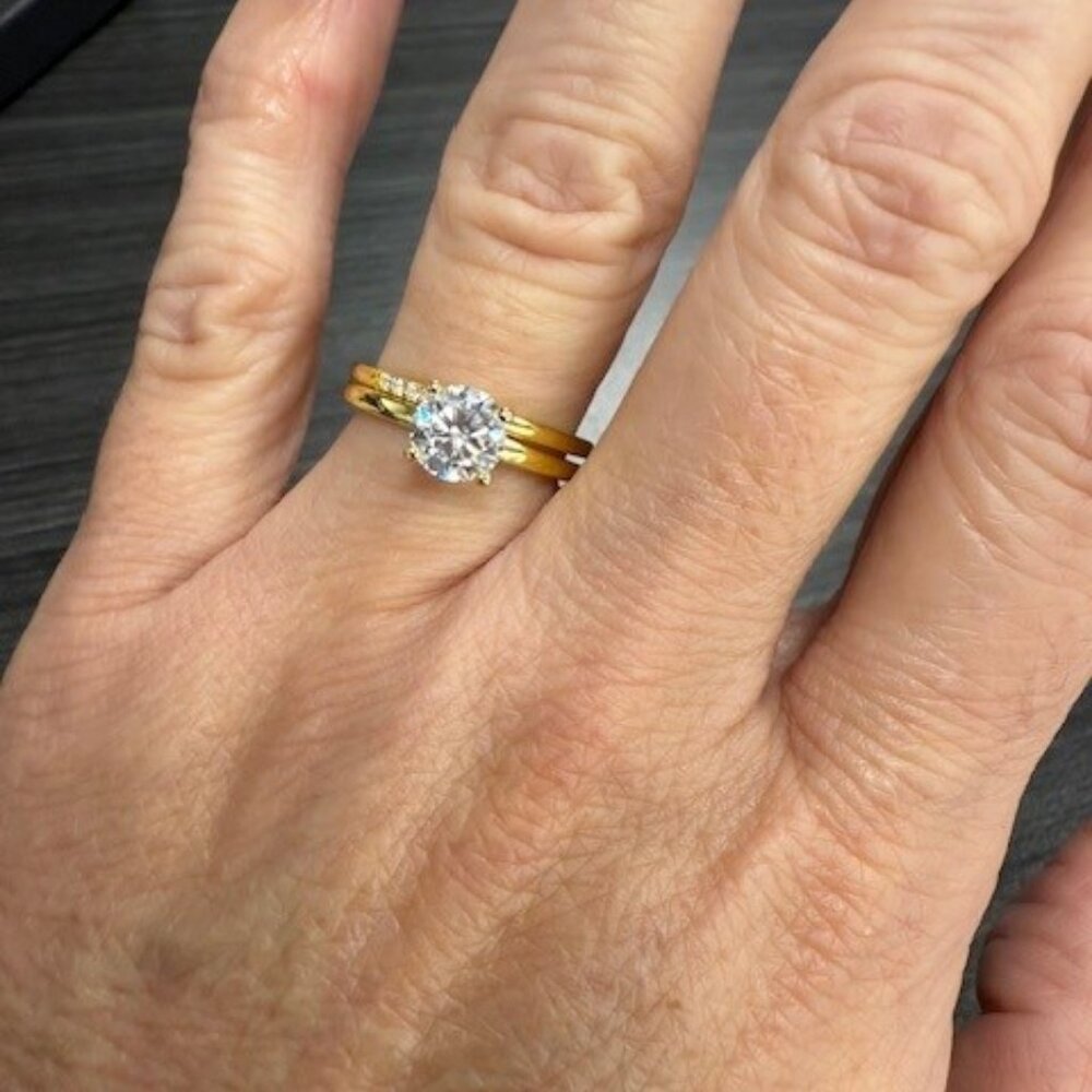 925 Silver Moissanite Ring- Gold plated 1.056CT  sz 7